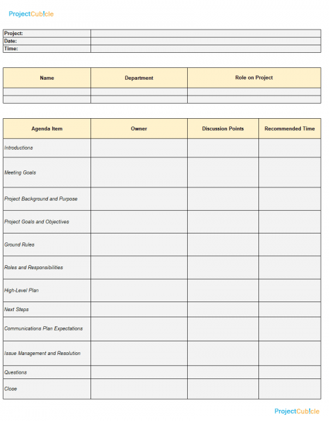 Kickoff Meeting Agenda Template Archives Projectcubicle