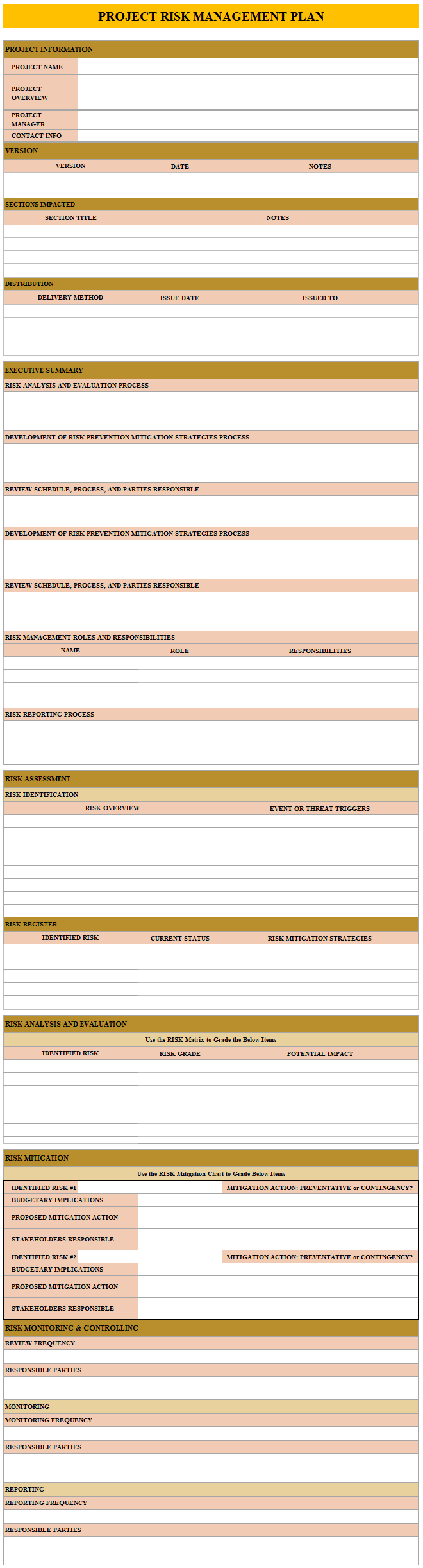 Risk Management Plan Template And Example Projectcubicle Projectcubicle