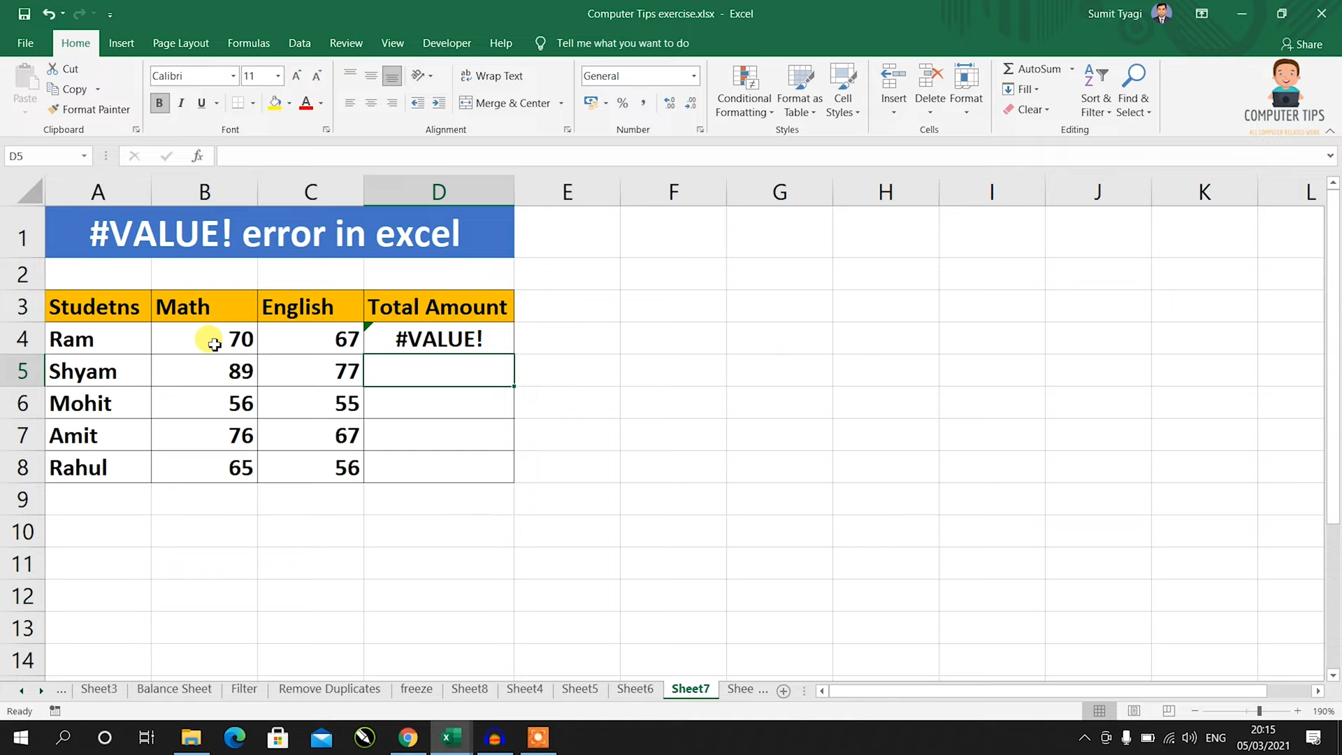 How Do You Overcome Value Error In Excel My Project