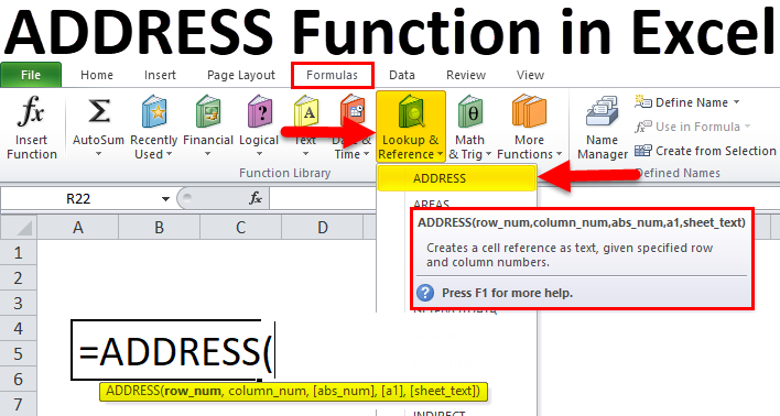 What Is The Address Function In Excel Projectcubicle