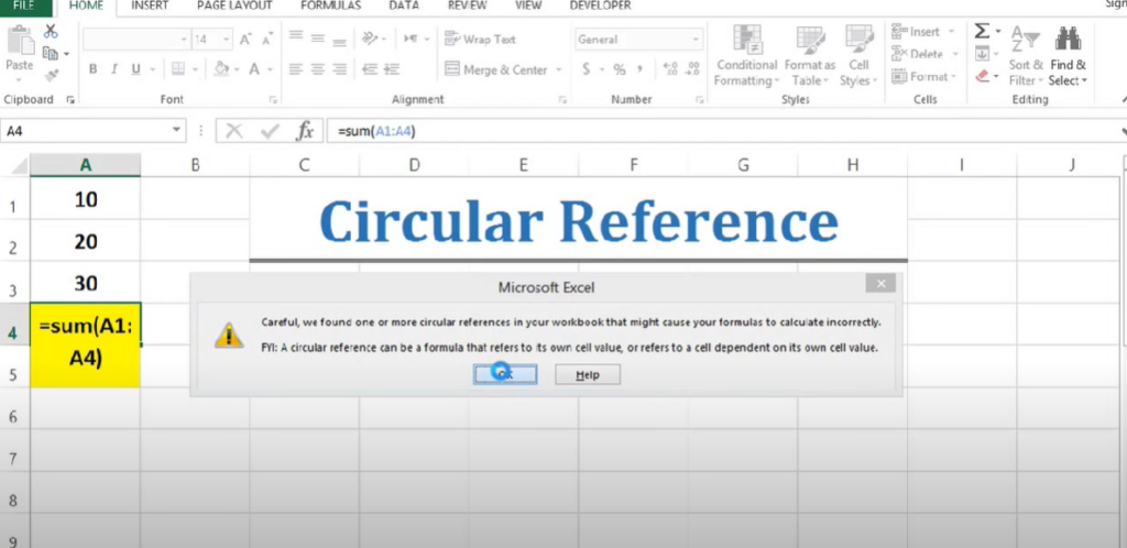 How To Create A Circular Reference In Excel