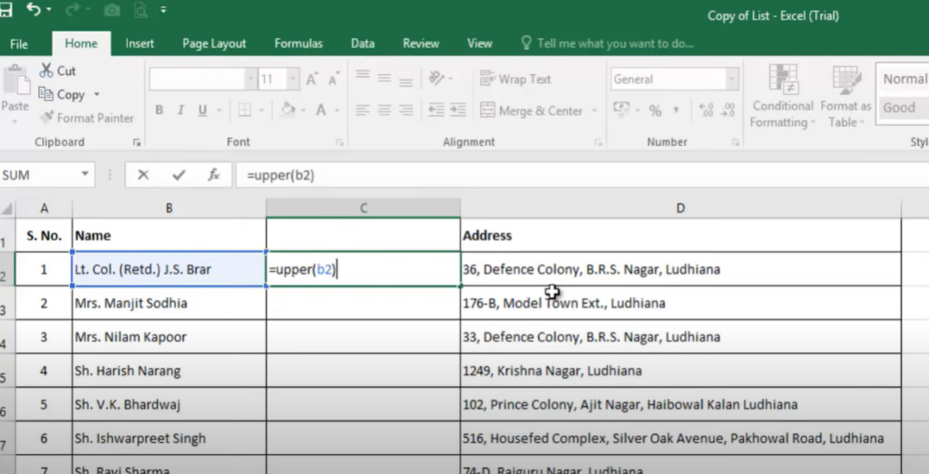 What is the shortcut key for the Change case in Excel?